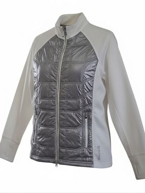 Sunice Ella Women's Thermal Hybrid Jacket Medium Full Zip Silver/White EUC